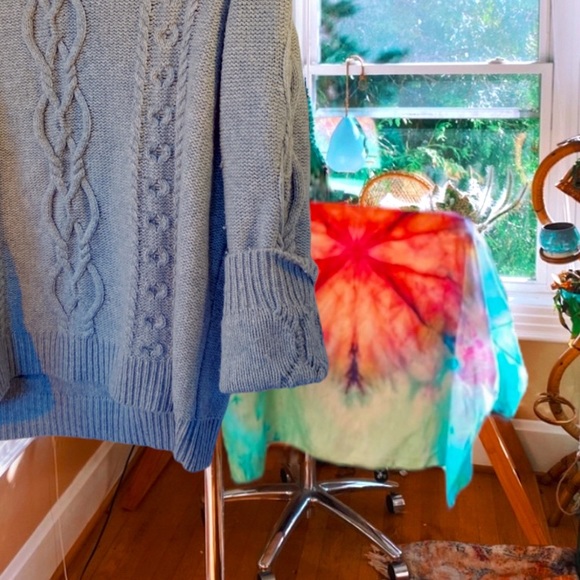 green nordic coastal soft & stretchy oversized cabled sweater 🔮✨ - Picture 2 of 9